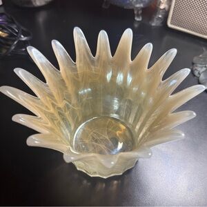 Vintage Lavorazione Arte (Italy) Murano Glass Vase with Petal Shaped Rim